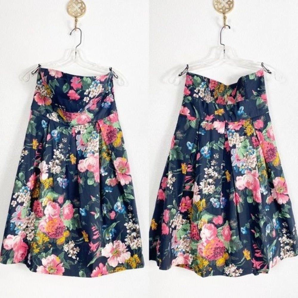 Zara strapless floral dress 6 euc